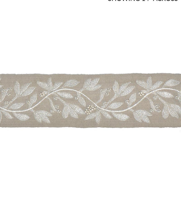 Scalamandre Laurel Embroidered Tape Flax Trim Sample SCT32920002