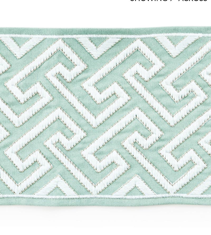 Scalamandre Labyrinth Embroidered Tape Aquamarine Trim Sample SCT33190002