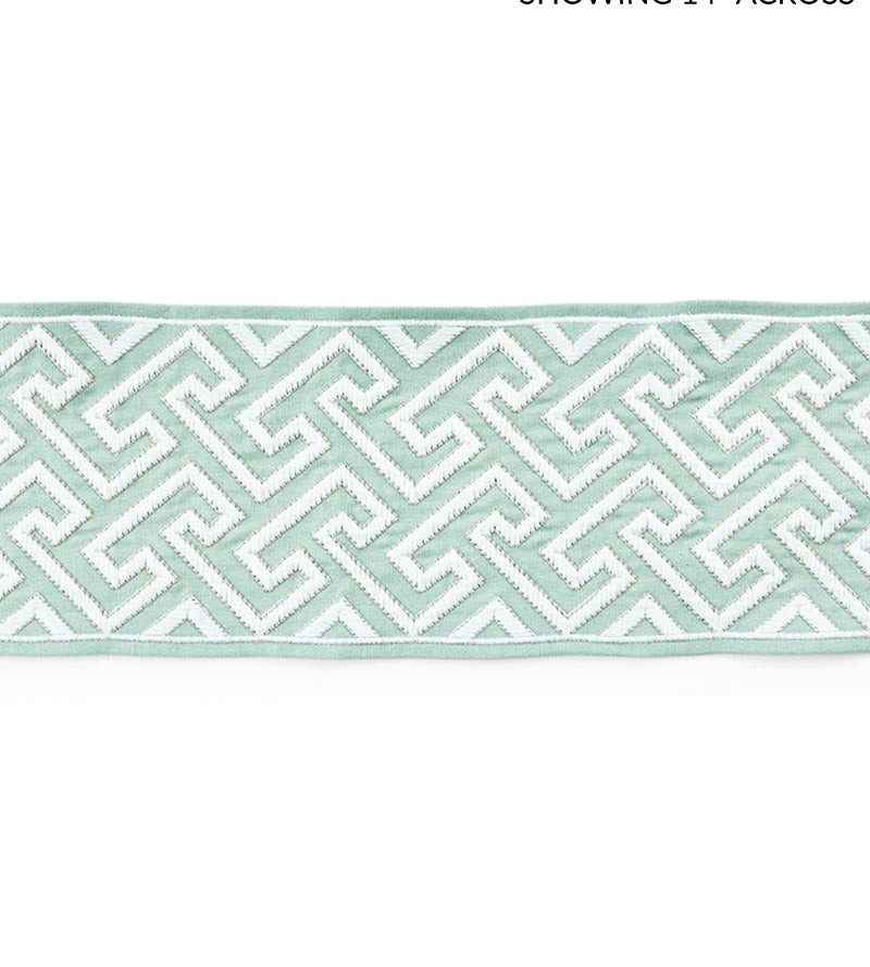 Scalamandre Labyrinth Embroidered Tape Aquamarine Trim Sample SCT33190002