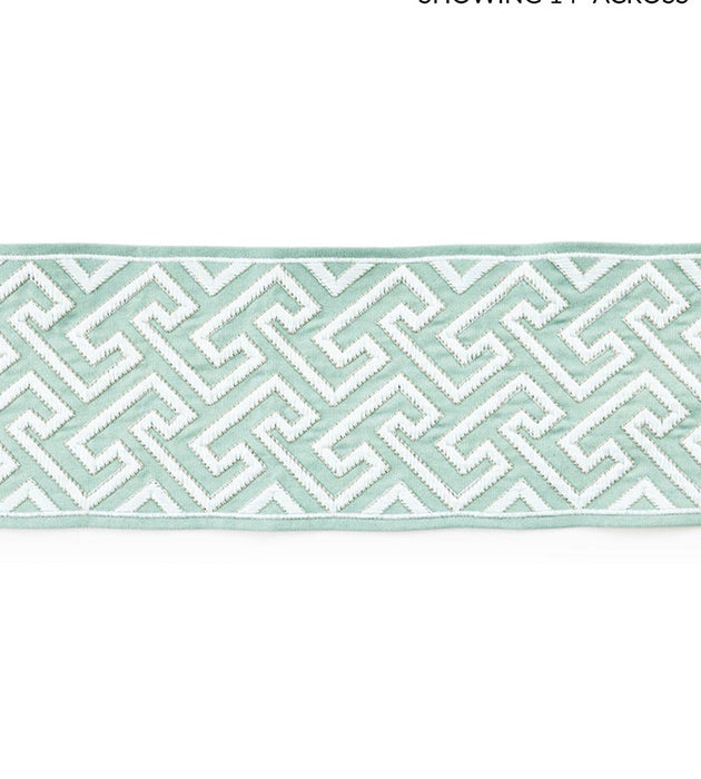 Scalamandre Labyrinth Embroidered Tape Aquamarine Trim Sample SCT33190002