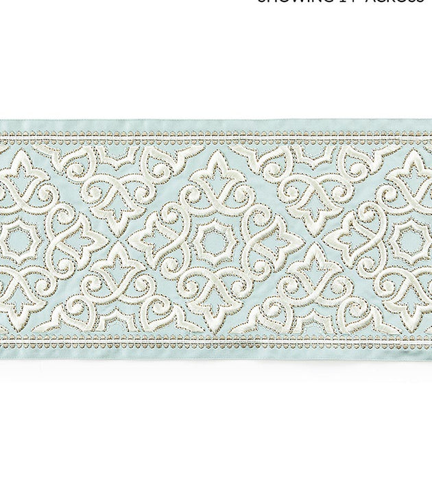 Scalamandre Ornamental Embroidered Tape Aquamarine Trim Sample SCT33200002