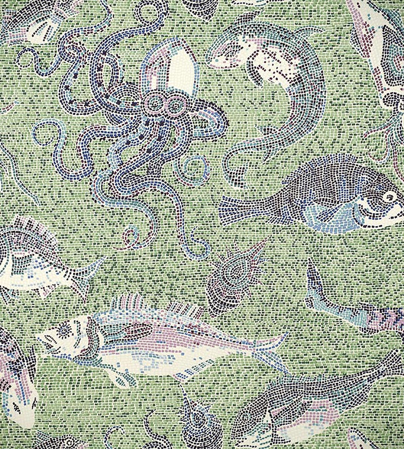 Scalamandre Mikonos Blue & Green Wallpaper SCWP815450002