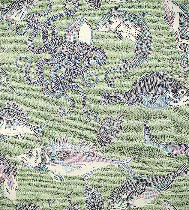 Scalamandre Mikonos Blue & Green Wallpaper SCWP815450002