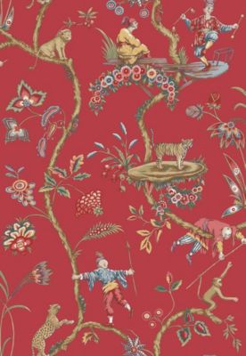 Scalamandre Chinoise Exotique | Removable Tomato Wallpaper Sample SCWP81547PS0002