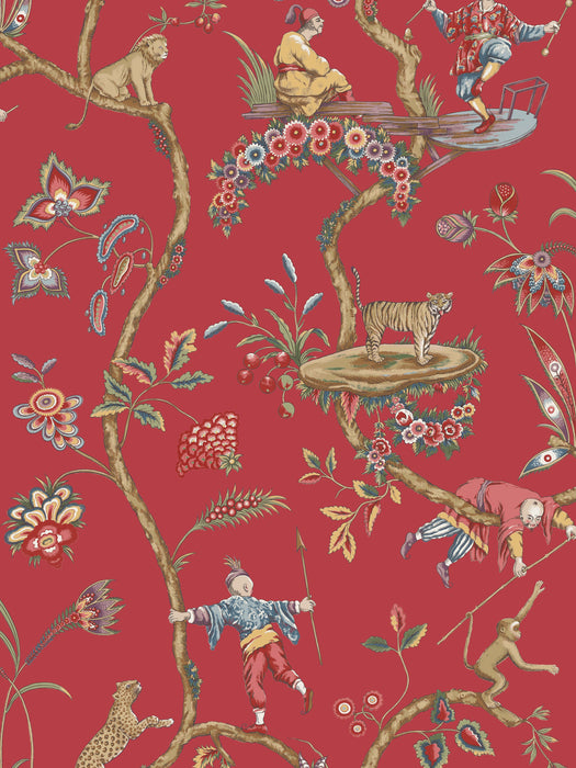 Scalamandre Chinoise Exotique | Removable Tomato Wallpaper SCWP81547PS0002