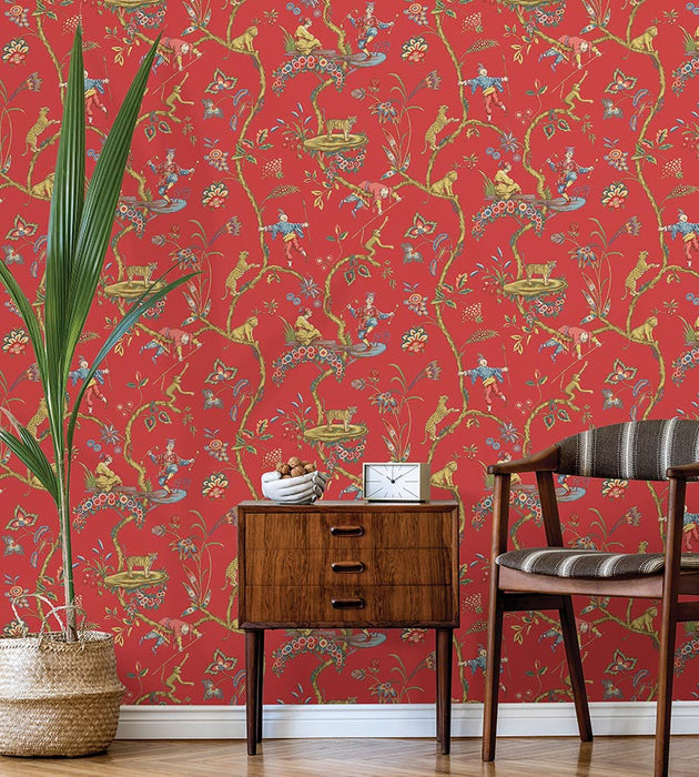 Scalamandre Chinoise Exotique - Removable Tomato Wallpaper SCWP81547PS0002