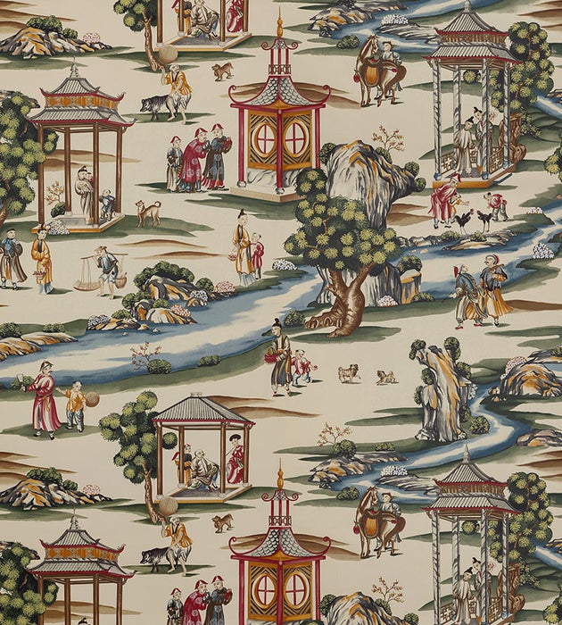 Scalamandre Shanghai Multi On Tea Stain Wallpaper Sample SCWP81584A0002