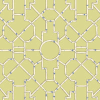 Scalamandre Baldwin Bamboo Cream & Blue On Lettuce Wallpaper SCWP81630D0002