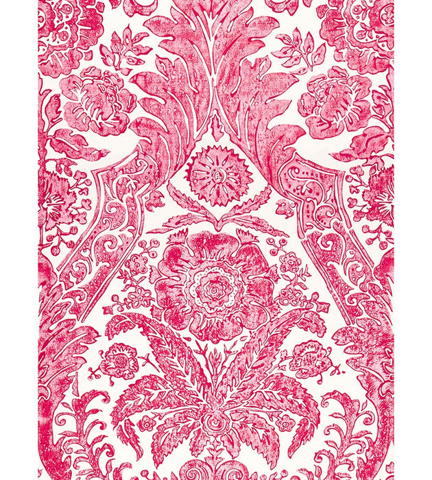 Scalamandre Luciana Damask Print Raspberry Wallpaper Sample SCWP883540002