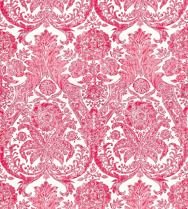 Scalamandre Luciana Damask Print Raspberry Wallpaper Sample SCWP883540002