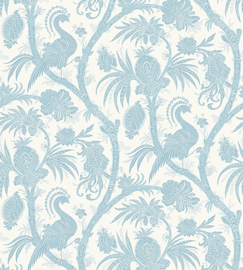 Scalamandre Balinese Peacock Sky Wallpaper SCWP883550002