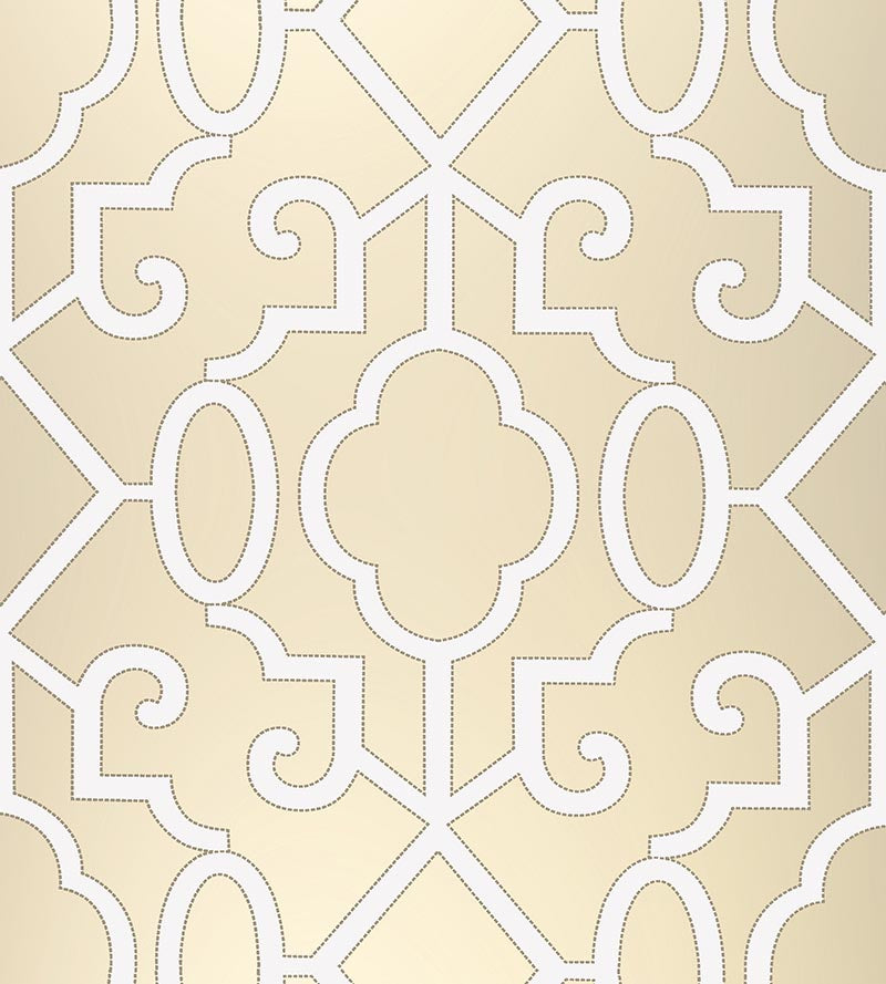 Scalamandre Ming Fretwork WP Champagne Wallpaper Sample SCWP883560002