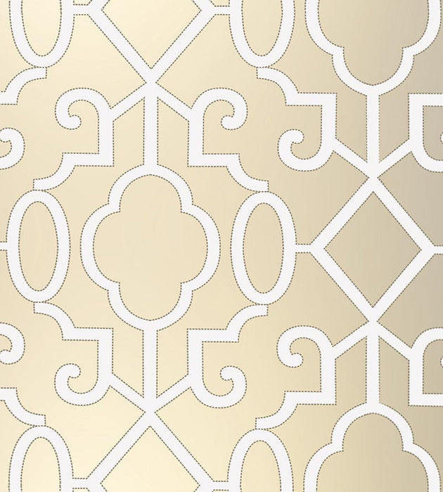 Scalamandre Ming Fretwork WP Champagne Wallpaper Sample SCWP883560002