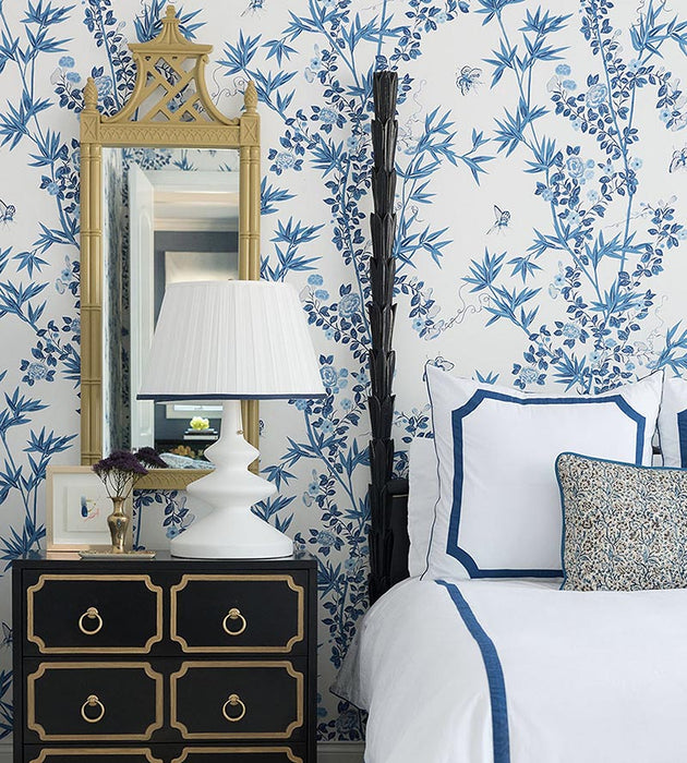 Scalamandre Jardin De Chine Porcelain Wallpaper Sample SCWP883750002