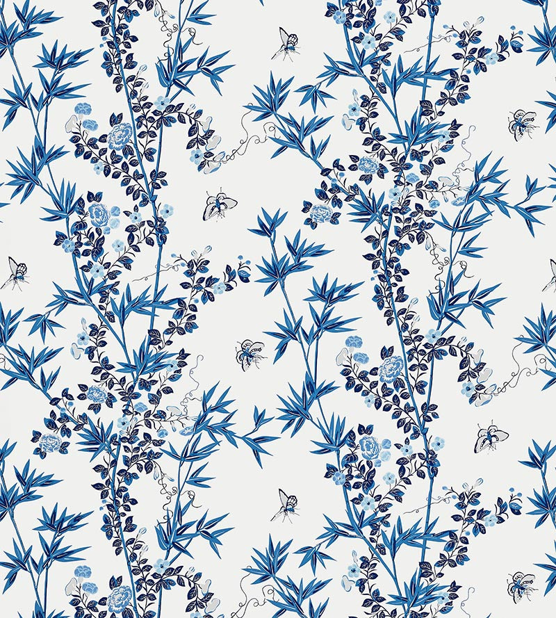 Scalamandre Jardin De Chine Porcelain Wallpaper Sample SCWP883750002