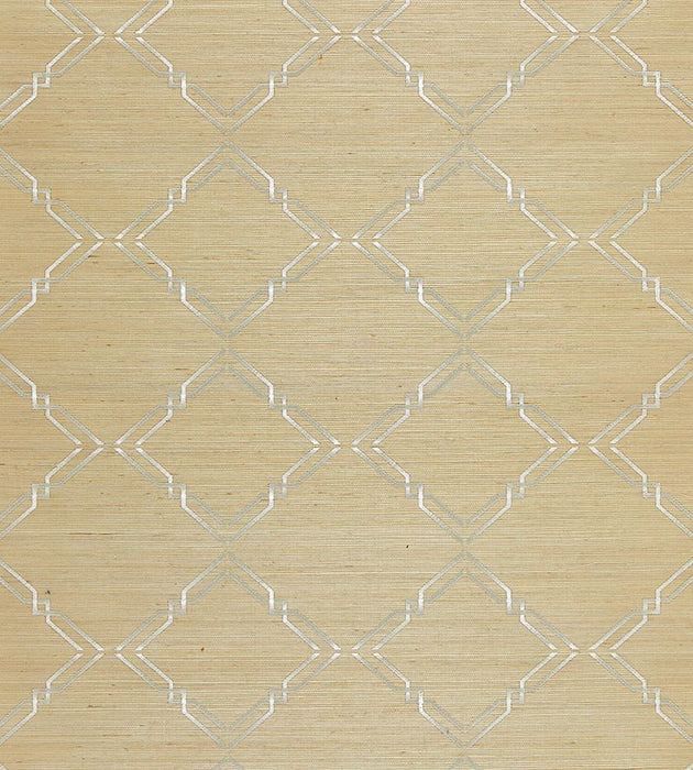 Scalamandre Monroe Embroidered Grasscloth Papyrus Wallpaper Sample SCWP883830002