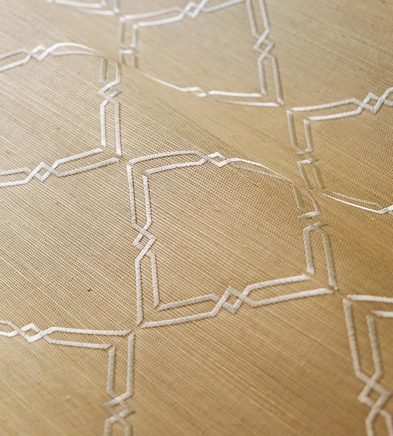 Scalamandre Monroe Embroidered Grasscloth Bronze Wallpaper Sample SCWP883830003