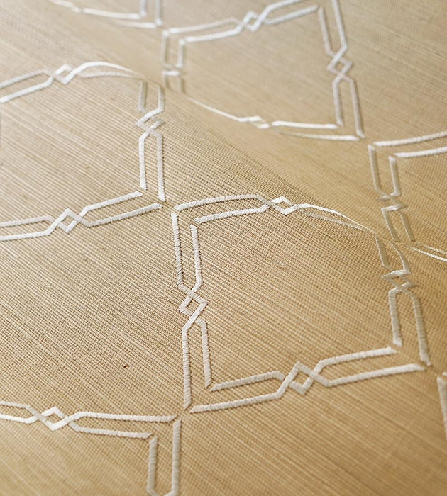 Scalamandre Monroe Embroidered Grasscloth Glacier Wallpaper Sample SCWP883830001