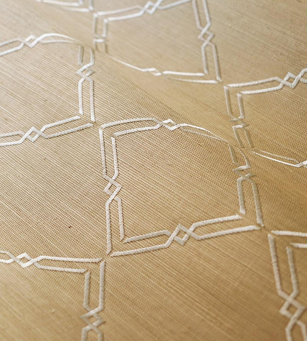 Scalamandre Monroe Embroidered Grasscloth Bronze Wallpaper Sample SCWP883830003