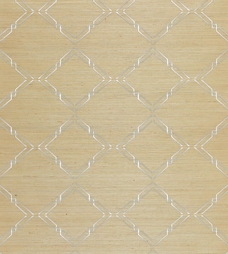 Scalamandre Monroe Embroidered Grasscloth Glacier Wallpaper Sample SCWP883830001