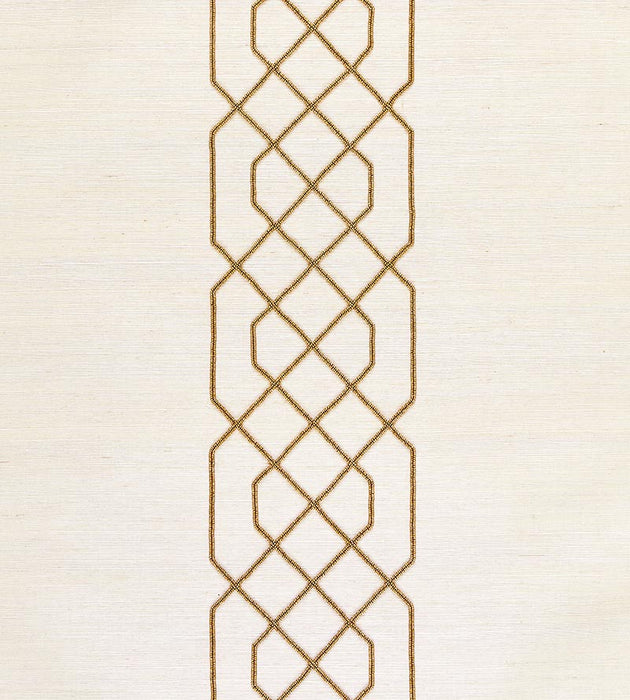 Scalamandre Adelaide Beaded Sisal Burnished Gold Wallpaper Sample SCWP883850002