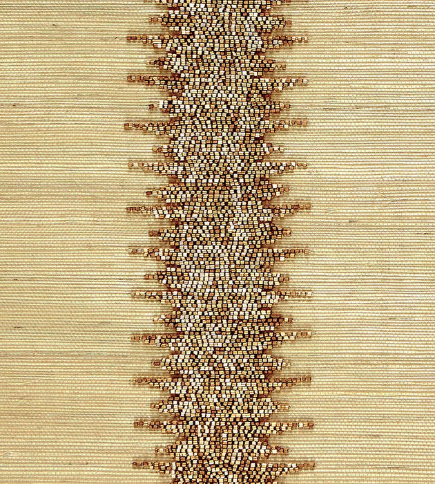Scalamandre Veronica Beaded Grasscloth Burnished Gold Wallpaper Sample SCWP883860002