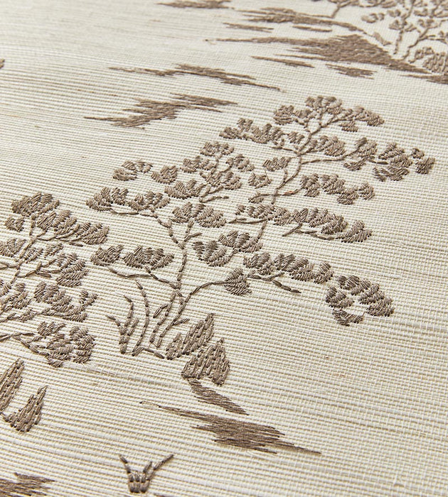 Scalamandre Katsura Embroidered Toile Bark Wallpaper SCWP884450002