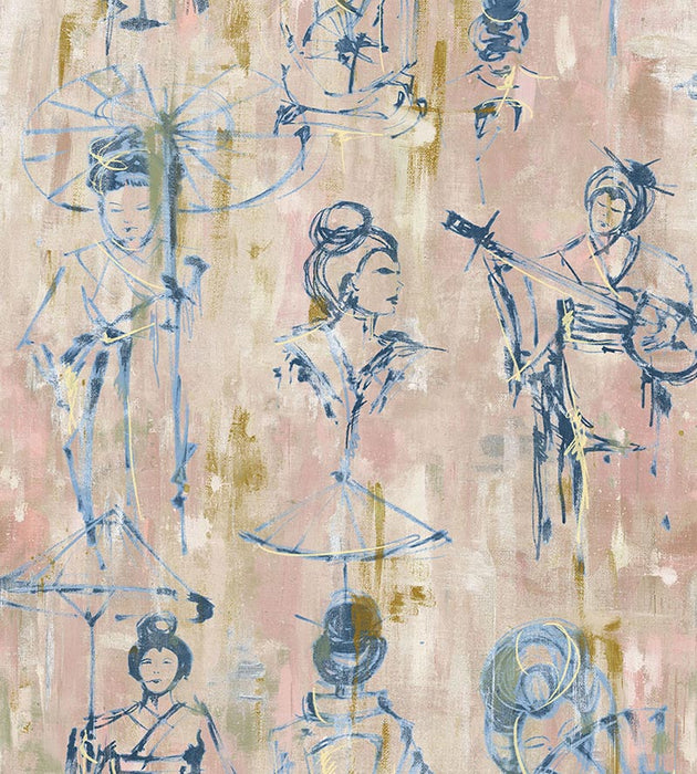 Scalamandre Yumiko Indigo Wallpaper Sample SCWP884500002