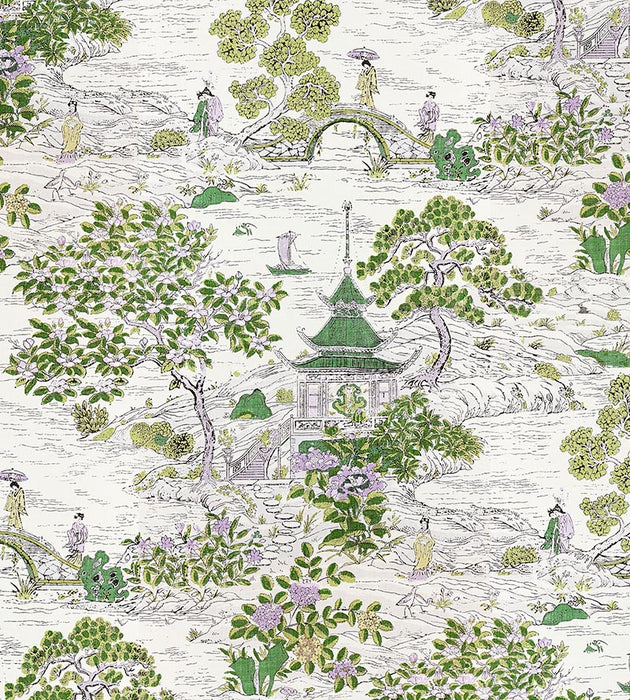 Scalamandre Satomi - Wallcovering Lavender And Citron Wallpaper Sample SCWP885540002
