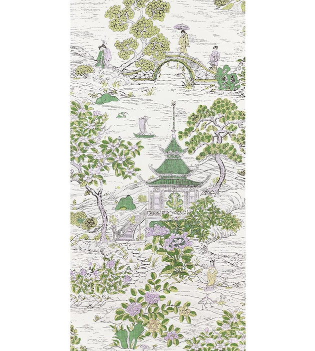 Scalamandre Satomi - Wallcovering Lavender And Citron Wallpaper Sample SCWP885540002
