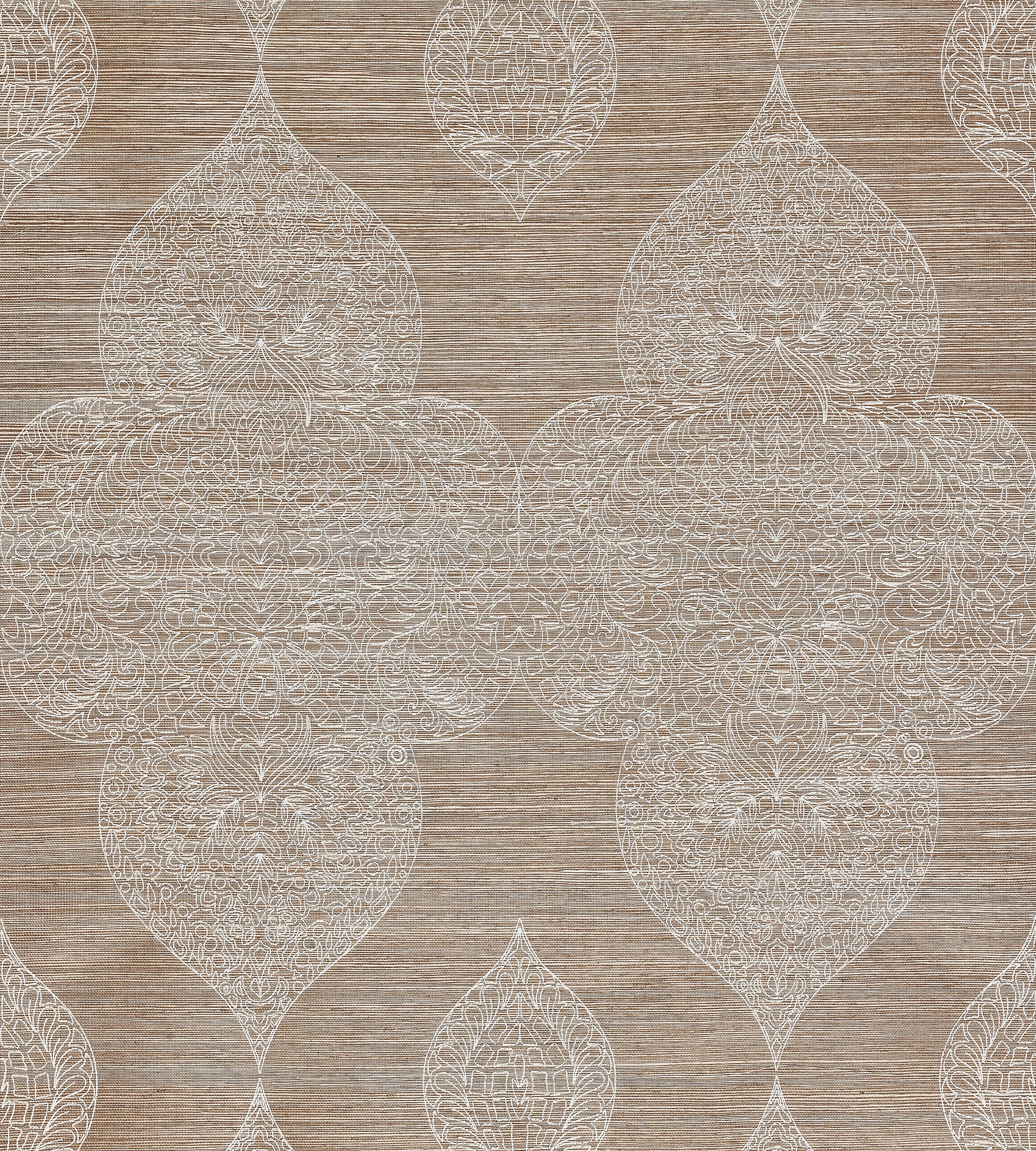 Scalamandre Taj Embroidered Sisal Nutmeg Wallcovering Sample SCWP885550002