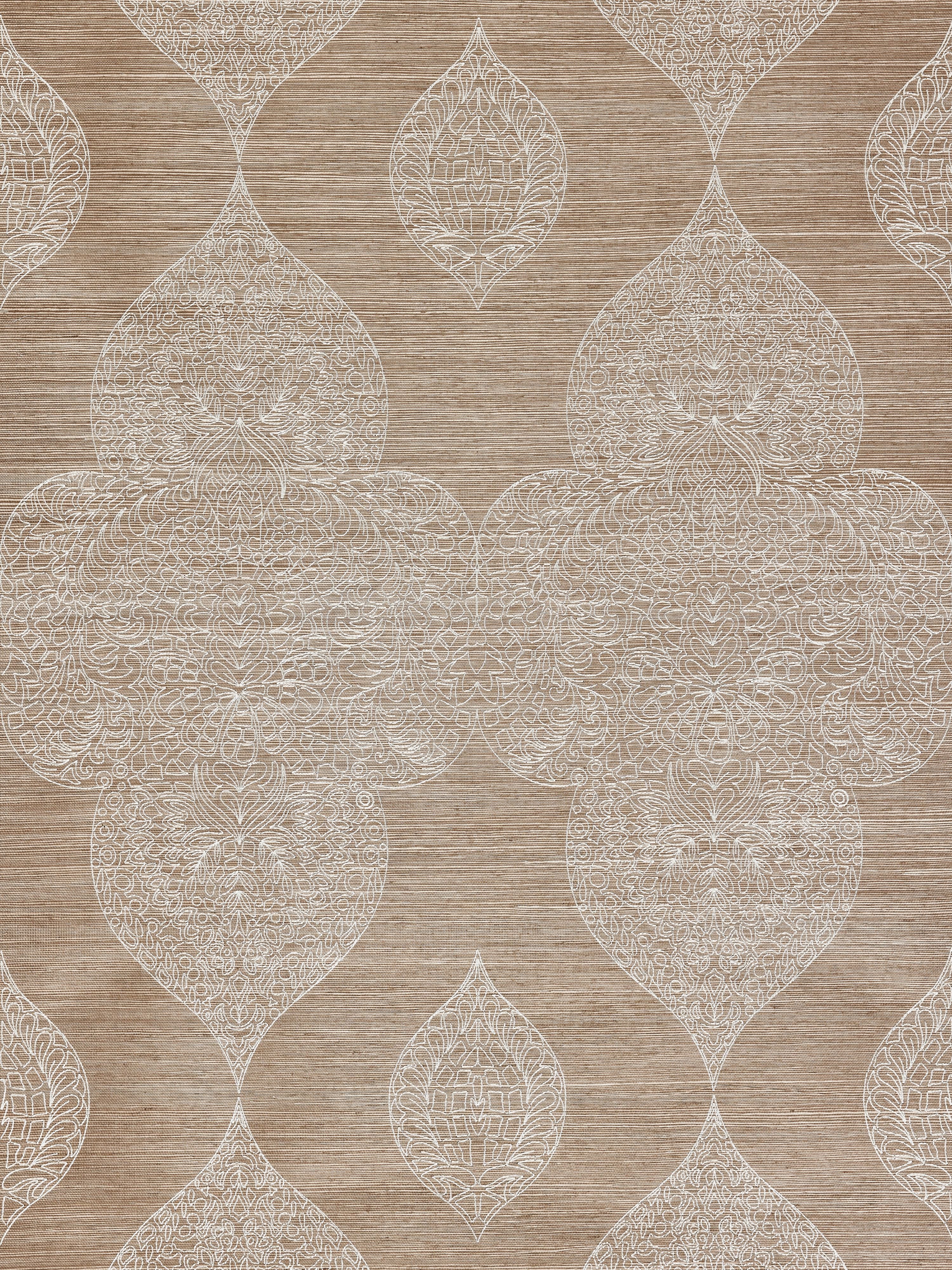 Scalamandre Taj Embroidered Sisal Nutmeg Wallpaper Sample SCWP885550002