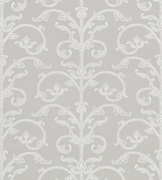 Scalamandre Saxony Scroll Wallcovering Steel Wallcovering Sample SCWP885580002
