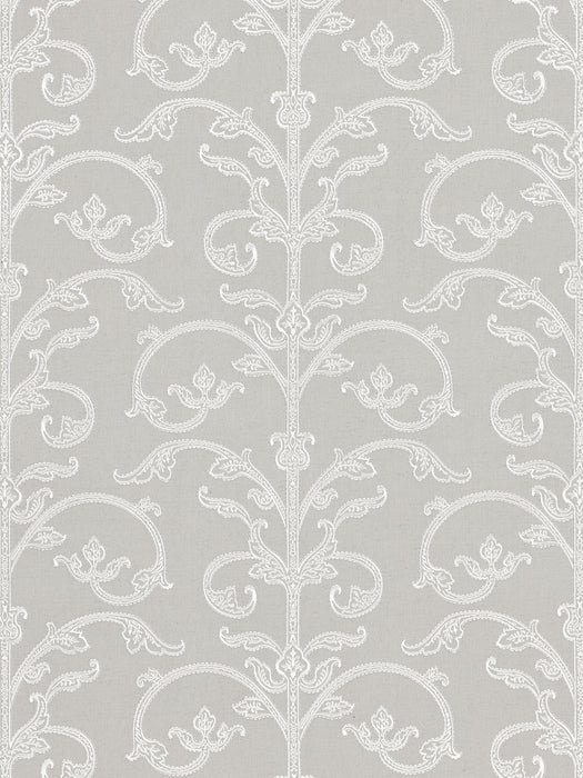Scalamandre Saxony Scroll Steel Wallpaper Sample SCWP885580002