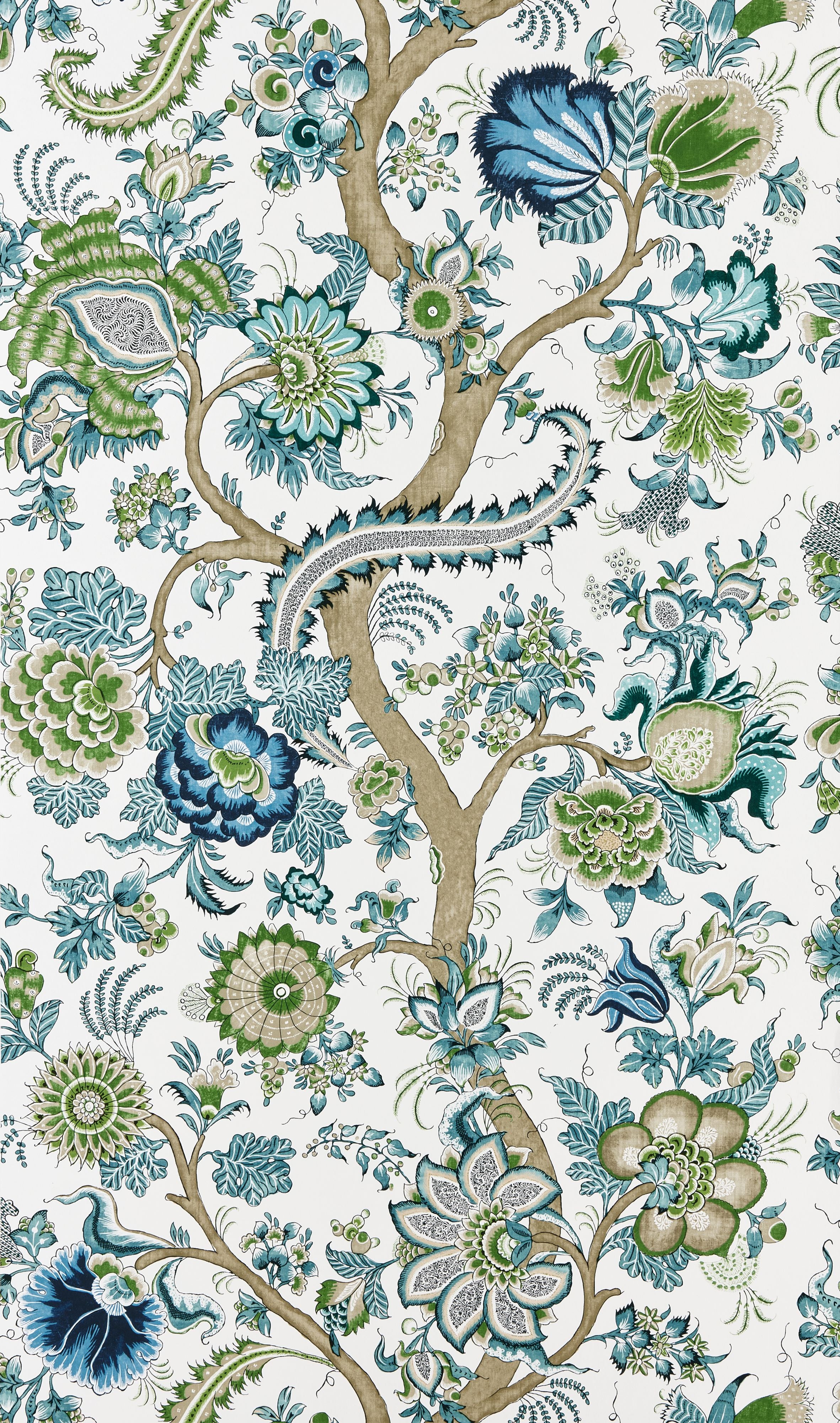 Scalamandre Metropolitan Palampore Aegean Wallpaper Sample SCWP885610002