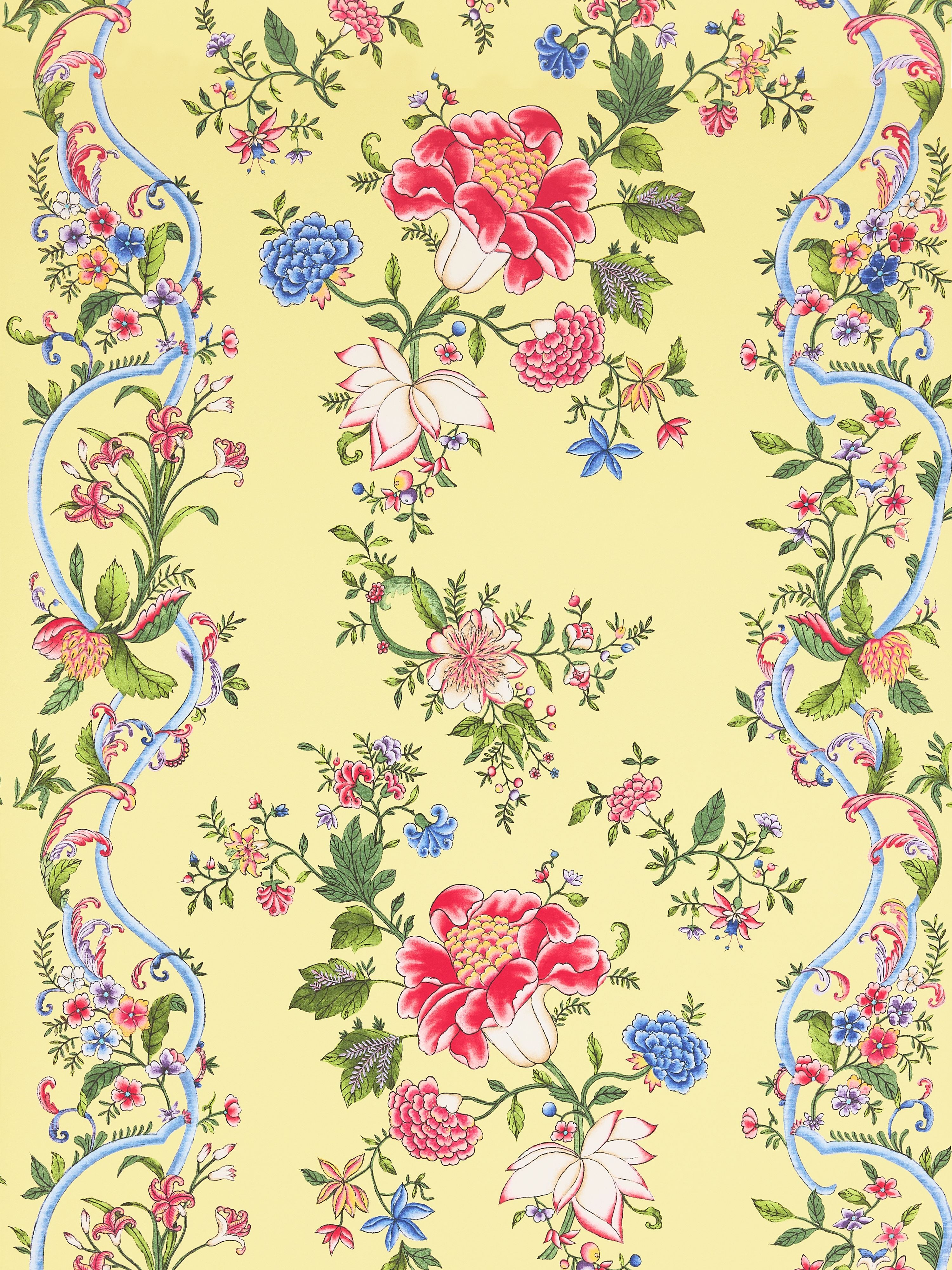 Scalamandre Camellia Trellis Butter Blue Wallpaper Sample SCWP885660002