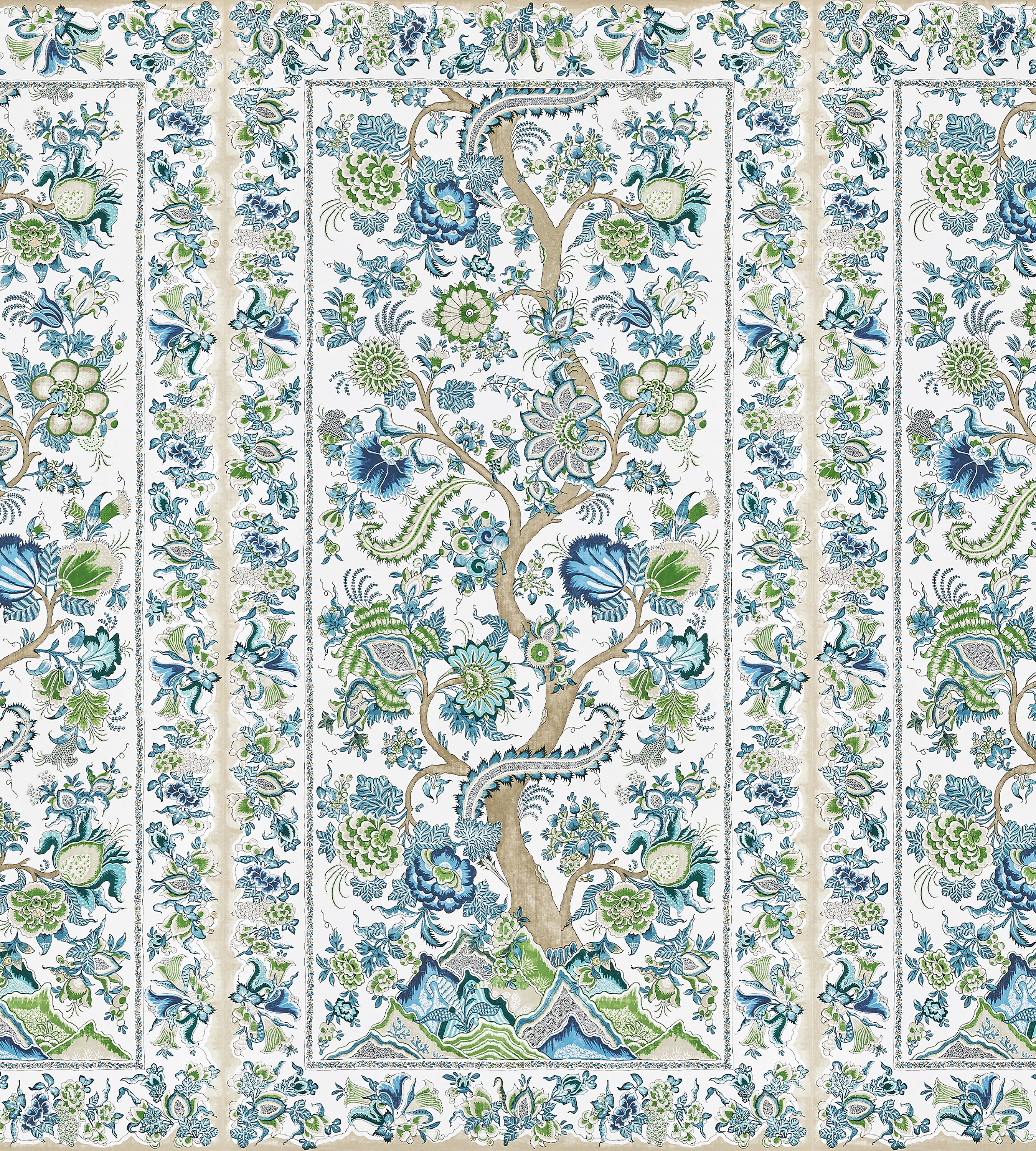 Scalamandre Metropolitan Palampore - Mural Aegean Wallcovering Sample SCWP885670002
