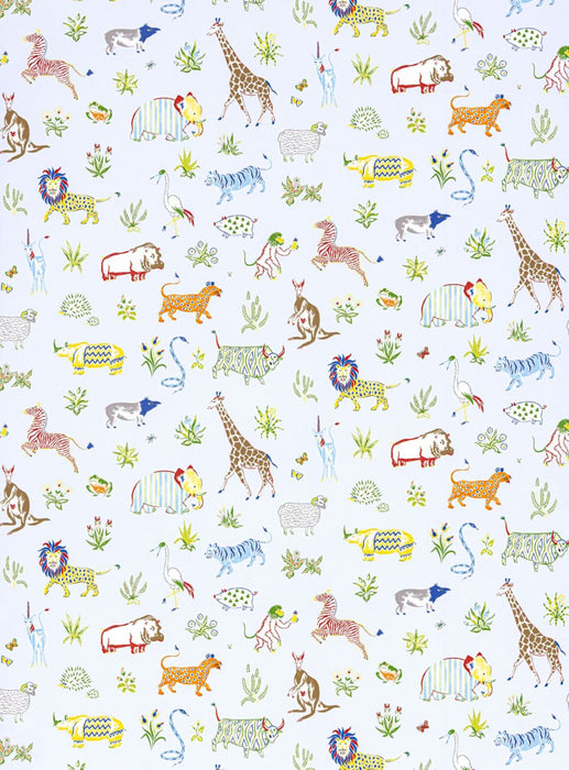 Scalamandre Zoo Powder Blue Wallpaper Sample SCWP88609D0002