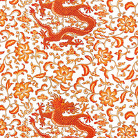Scalamandre Chi'En Dragon Linen Print Persimmon Fabric SC165580003