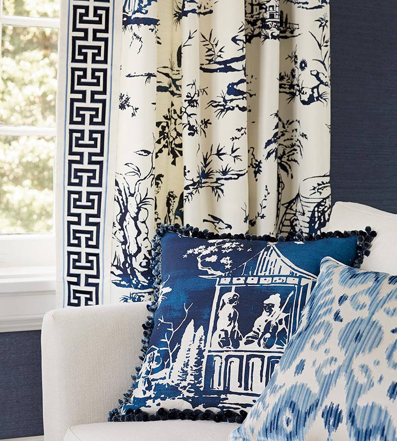 Scalamandre Summer Palace Indigo Fabric SC165610003