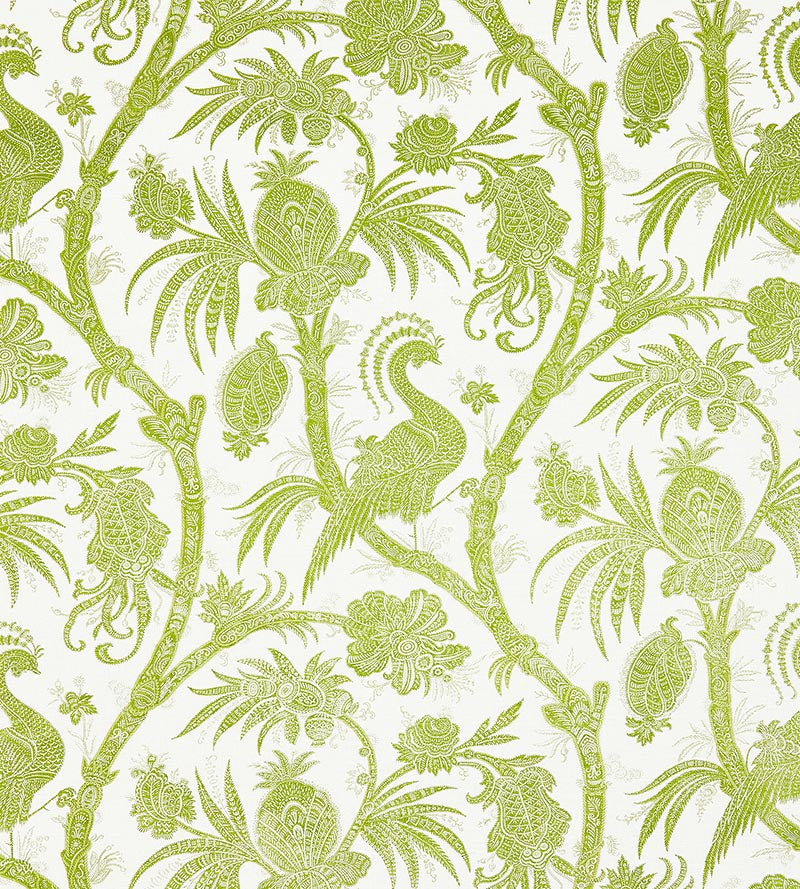 Scalamandre Balinese Peacock Linen Print Pear Fabric SC165750003