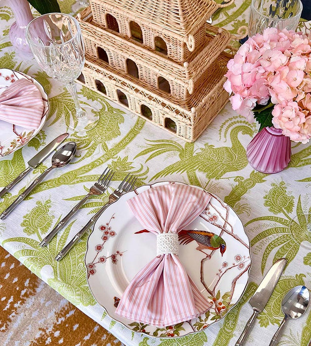 Scalamandre Balinese Peacock Linen Print Pear Fabric Sample SC165750003