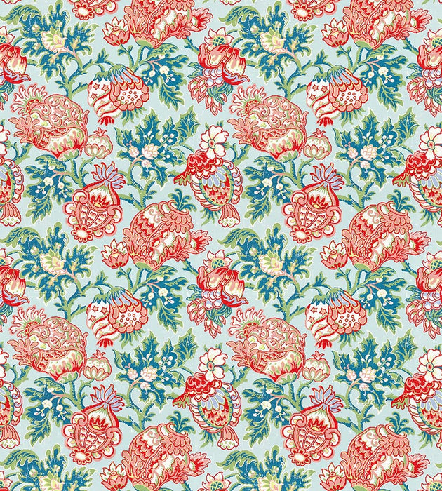 Scalamandre Canterbury Linen Print Aquamarine Fabric SC165930003
