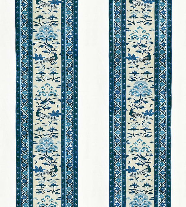 Scalamandre Royal Peony Linen Print Porcelain Fabric SC166130003
