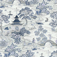 Scalamandre Satomi Hand Block Print Evening Blue Fabric SC166240003