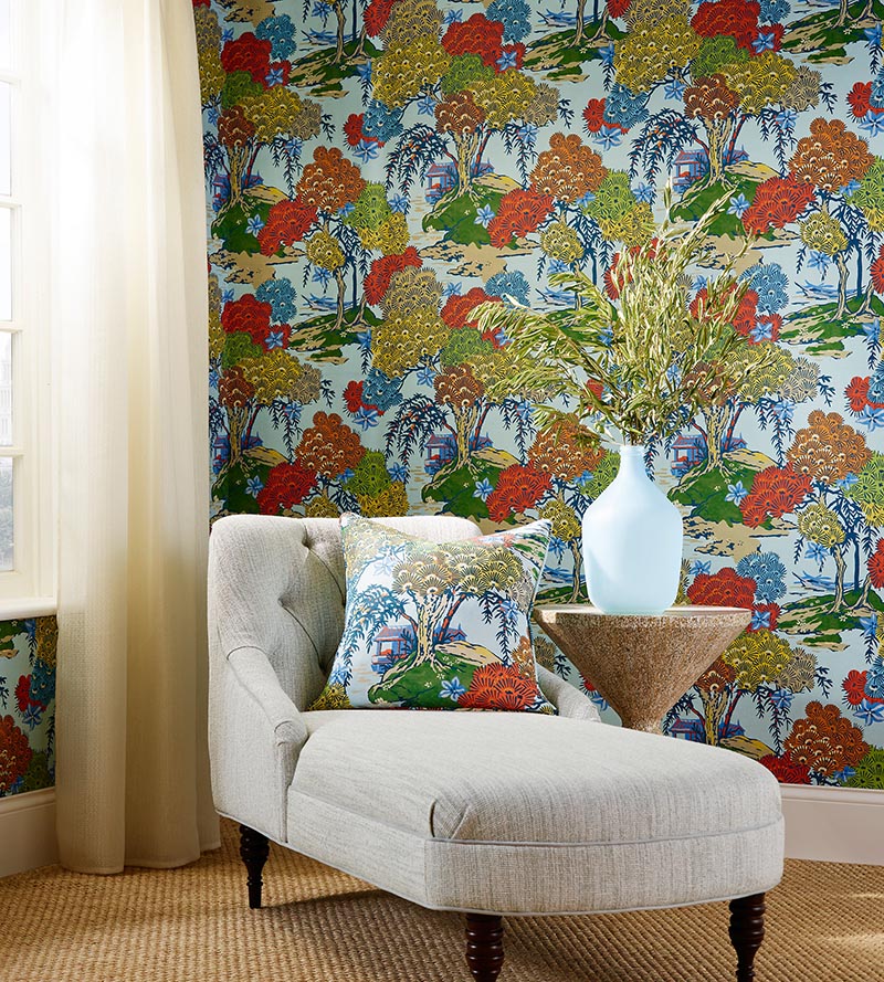 Scalamandre Sea Of Trees Print Kaleidescope Fabric SC166270003