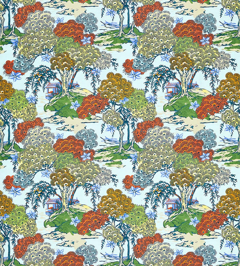 Scalamandre Sea Of Trees Print Kaleidescope Fabric SC166270003
