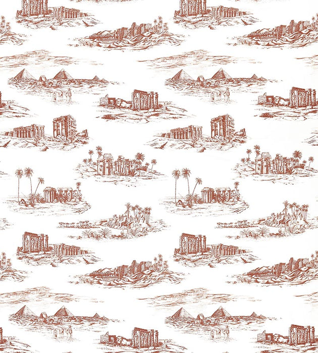 Scalamandre Cairo Toile Red Clay Fabric SC166350003