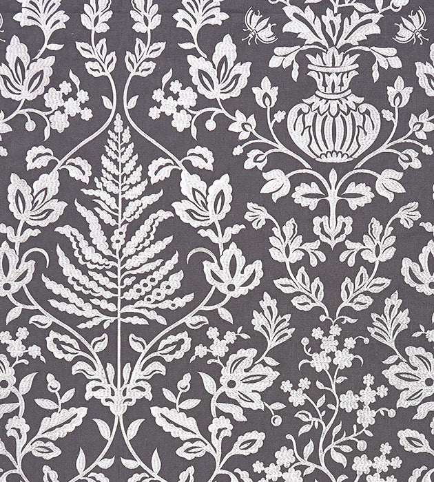 Scalamandre Shalimar Embroidery Charcoal Fabric Sample SC270320003
