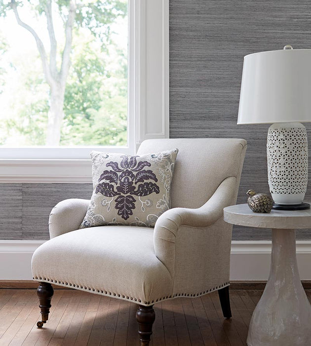 Scalamandre Isabella Embroidery Graphite Fabric Sample SC270330003